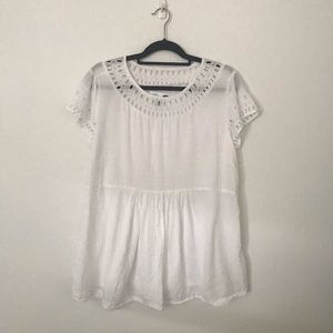 Old Navy White Eyelet Maternity Shirt